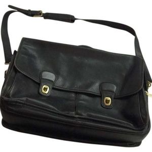 Coach Black Leather Laptop Bag 16"L x 11"W x 5"H
